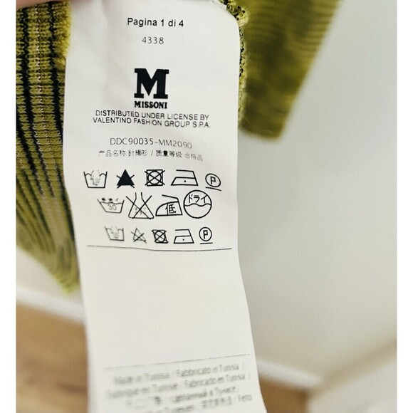 Missoni Yellow Green Stripe Patterned Knit Turtle Neck Sweater Sz L 12 - Picture 6 of 6